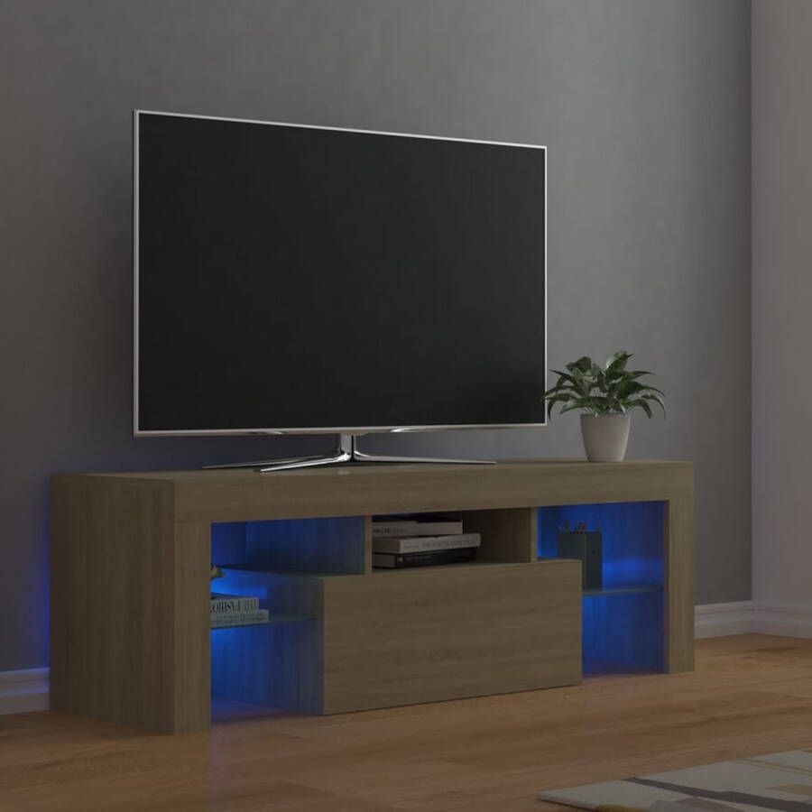 Decoways Tv-meubel met LED-verlichting 120x35x40cm sonoma eikenkleurig