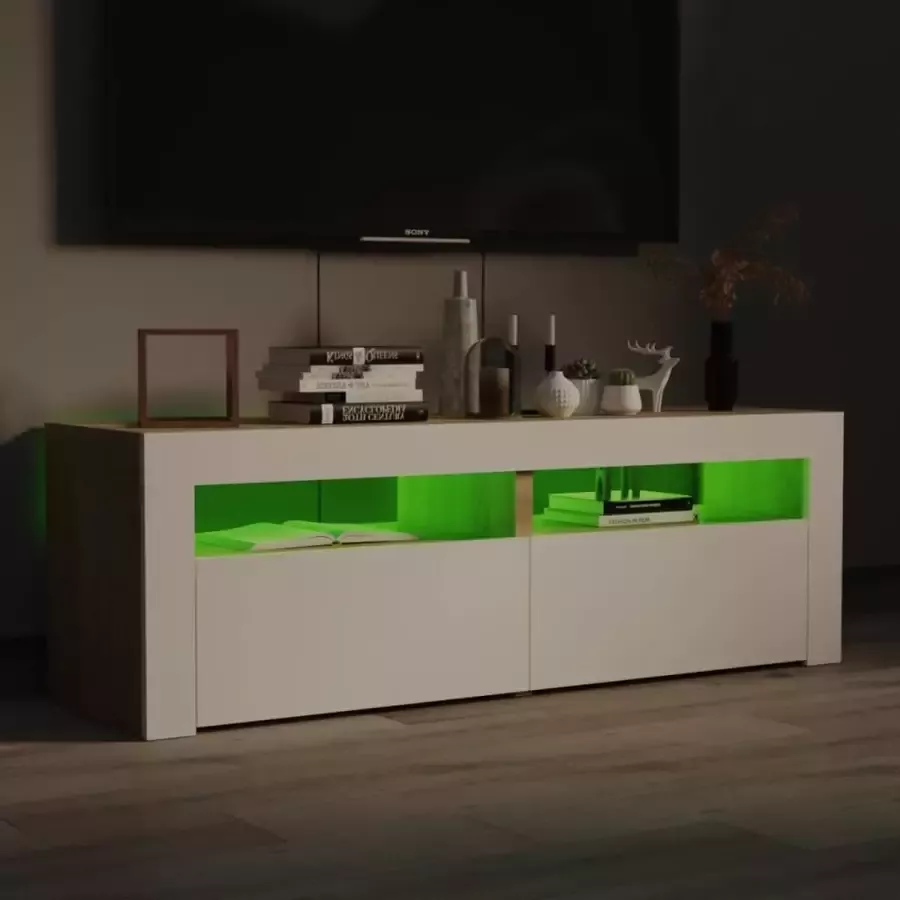 Decoways Tv-meubel met LED-verlichting 120x35x40cm wit sonoma eikenkleur