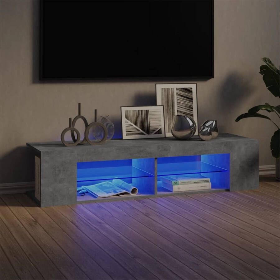 Decoways Tv-meubel met LED-verlichting 135x39x30 cm betongrijs