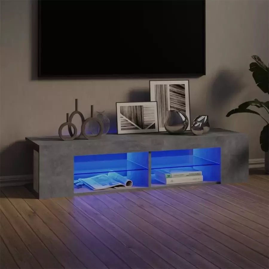 Decoways Tv-meubel met LED-verlichting 135x39x30 cm betongrijs
