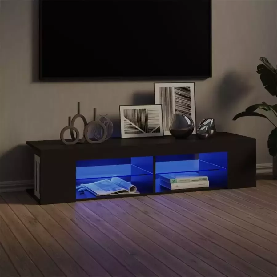 Decoways Tv-meubel met LED-verlichting 135x39x30 cm grijs
