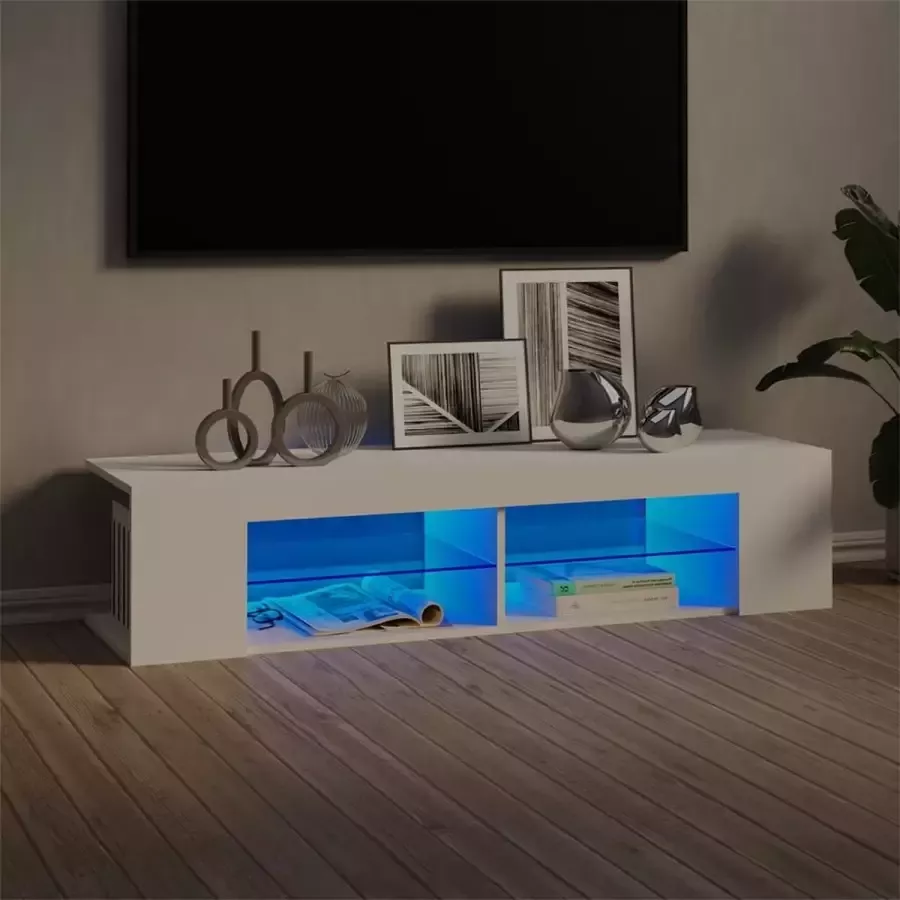 Decoways Tv-meubel met LED-verlichting 135x39x30 cm wit