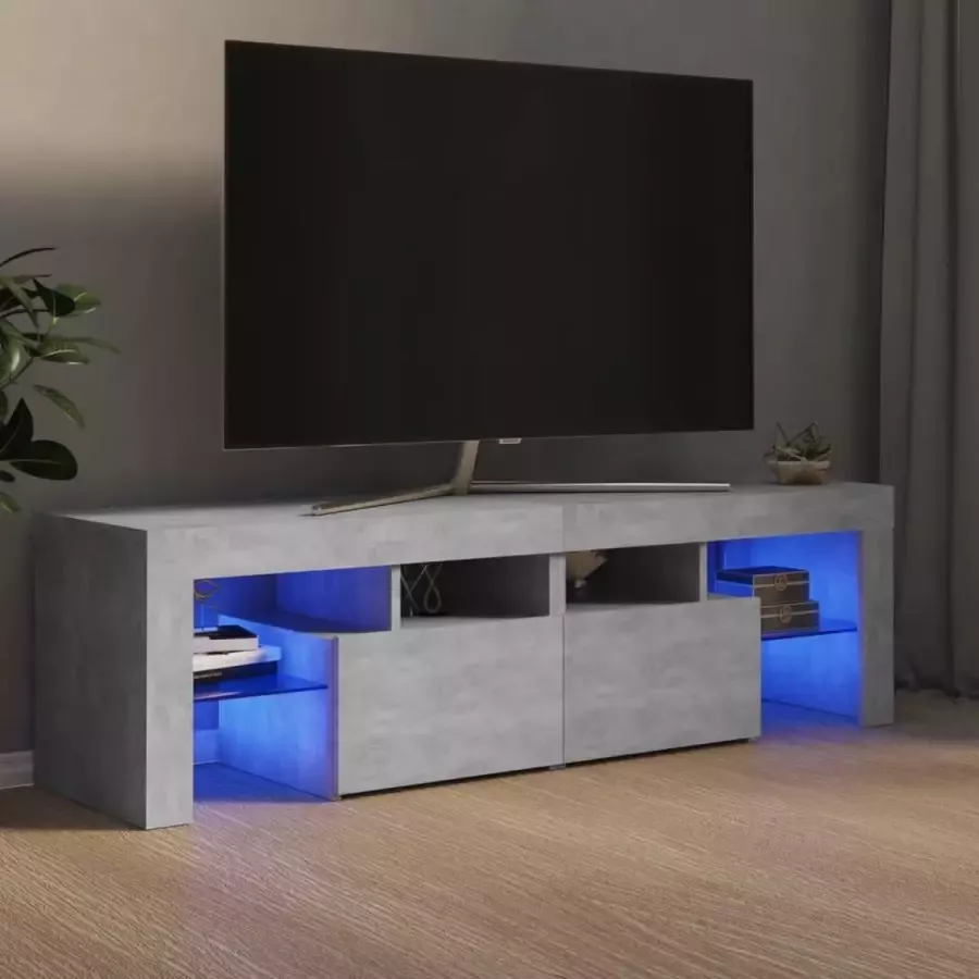 Decoways Tv-meubel met LED-verlichting 140x35x40 cm betongrijs