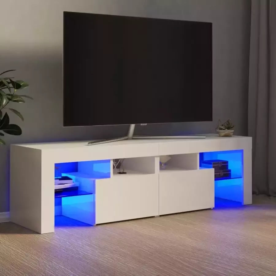 Decoways Tv-meubel met LED-verlichting 140x35x40 cm hoogglans wit