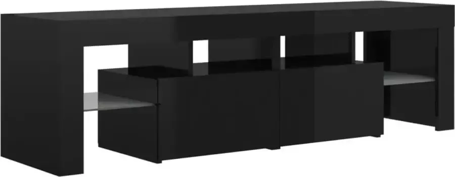 Decoways Tv-meubel met LED-verlichting 140x35x40 cm hoogglans zwart