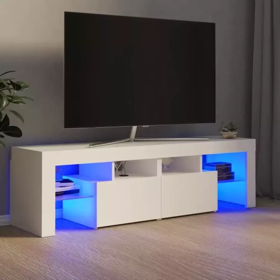 Decoways Tv-meubel met LED-verlichting 140x35x40 cm wit