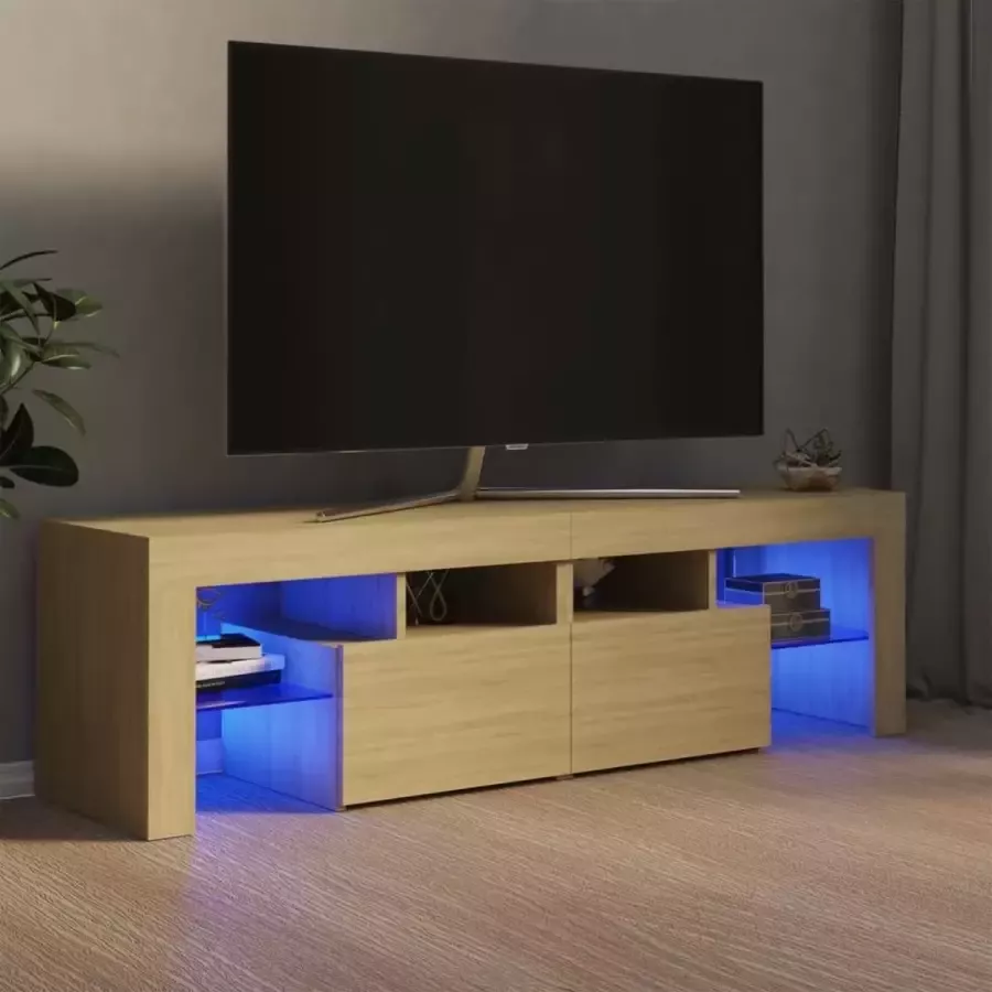 Decoways Tv-meubel met LED-verlichting 140x35x40cm sonoma eikenkleurig