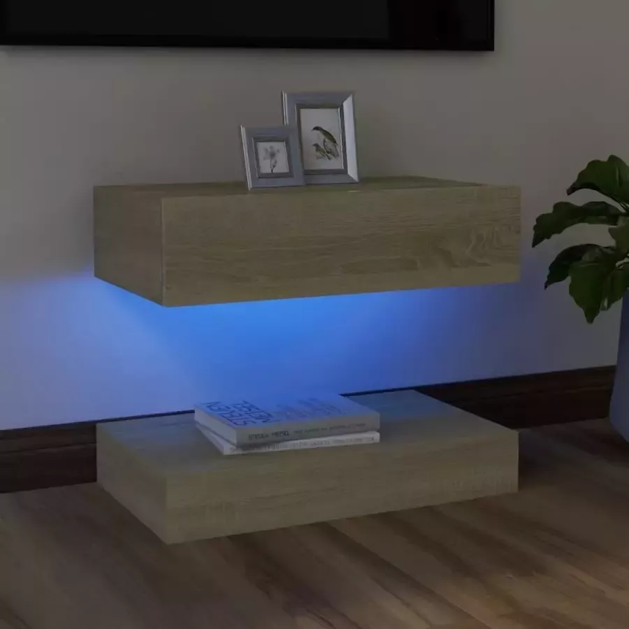 Decoways Tv-meubel met LED-verlichting 60x35 cm sonoma eikenkleurig