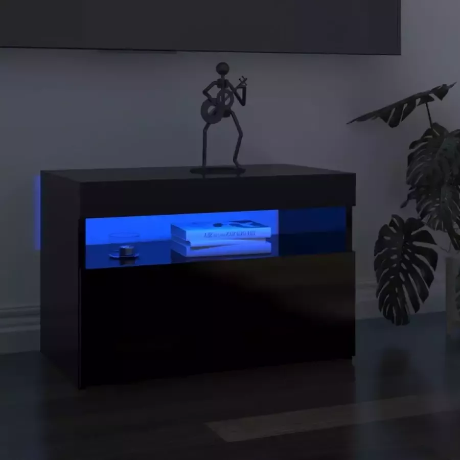 Decoways Tv-meubel met LED-verlichting 60x35x40 cm hoogglans zwart