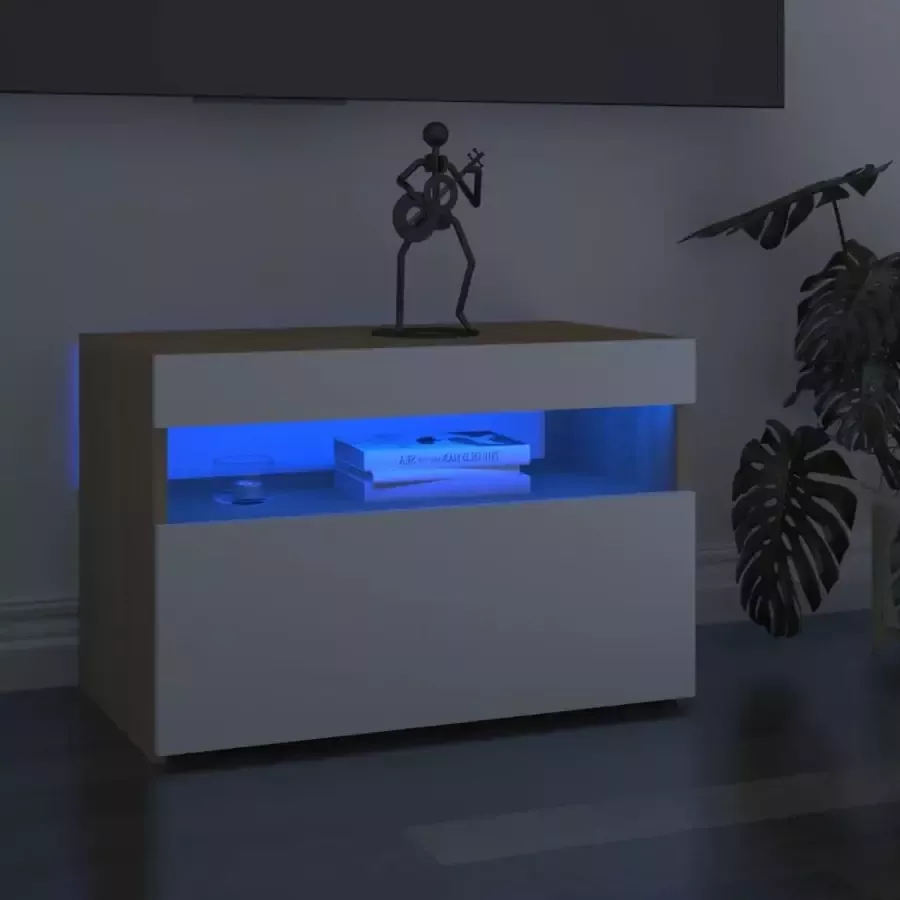 Decoways Tv-meubel met LED-verlichting 60x35x40 cm wit sonoma eikenkleur
