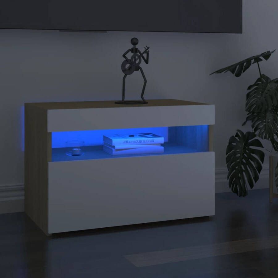 Decoways Tv-meubel met LED-verlichting 60x35x40 cm wit sonoma eikenkleur