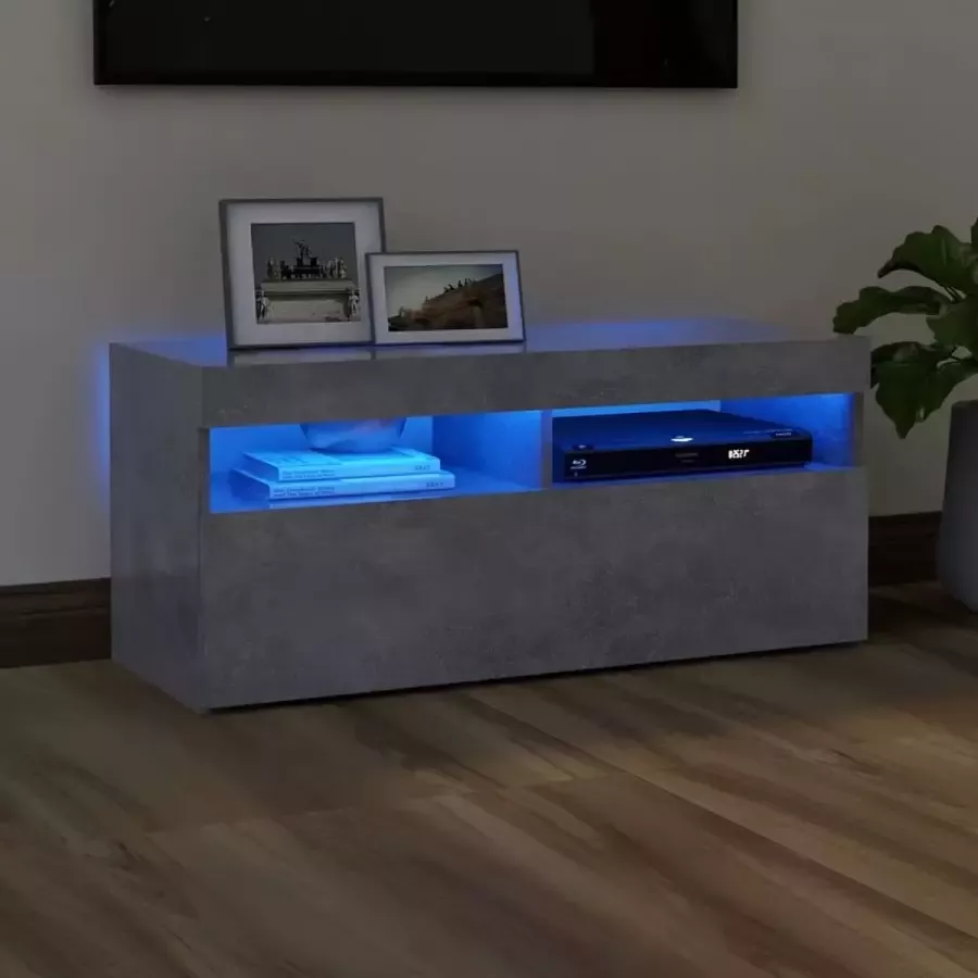 Decoways Tv-meubel met LED-verlichting 90x35x40 cm betongrijs