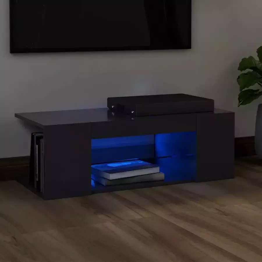 Decoways Tv-meubel met LED-verlichting 90x39x30 cm grijs
