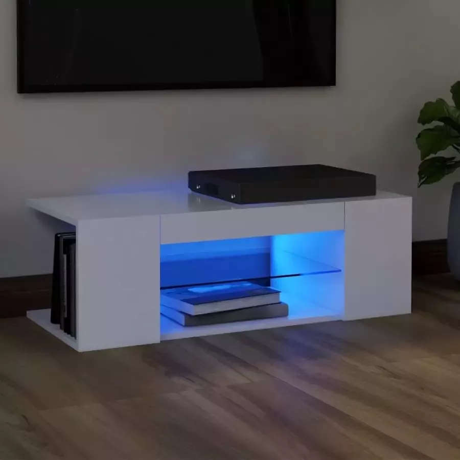 Decoways Tv-meubel met LED-verlichting 90x39x30 cm wit