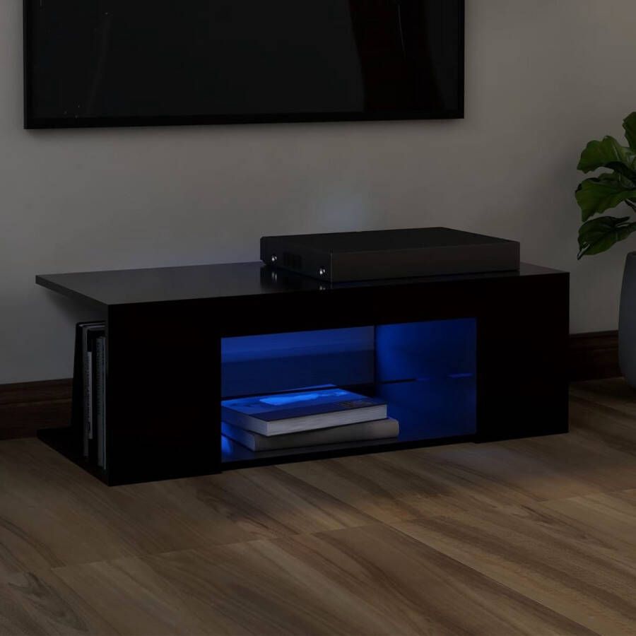 Decoways Tv-meubel met LED-verlichting 90x39x30 cm zwart