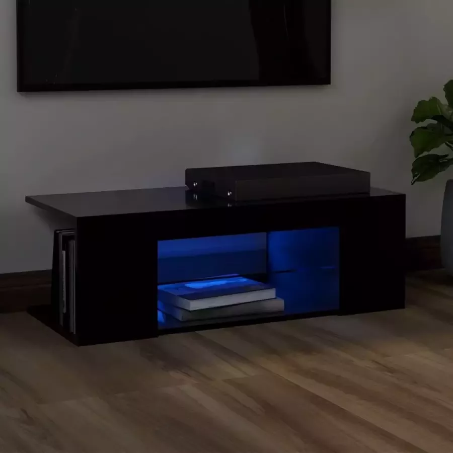 Decoways Tv-meubel met LED-verlichting 90x39x30 cm zwart