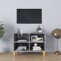 Decoways Tv-meubel met massief houten poten 69 5x30x50 cm betongrijs - Thumbnail 2