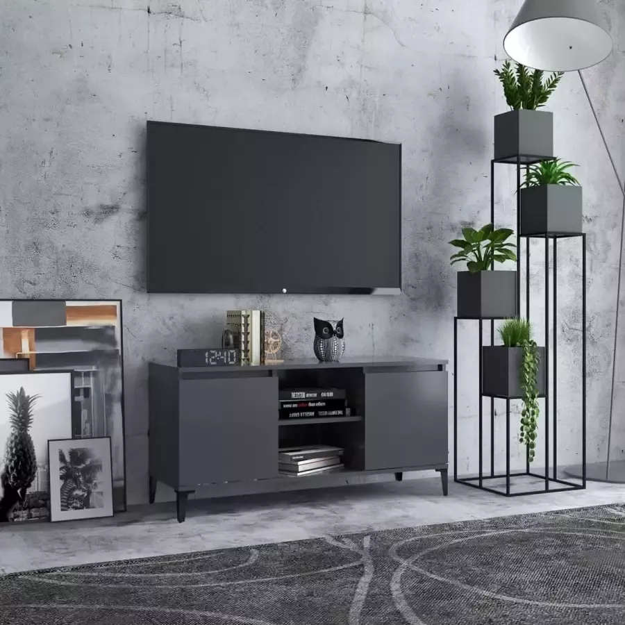 Decoways Tv-meubel met metalen poten 103 5x35x50 cm grijs