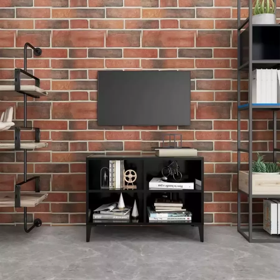 Decoways Tv-meubel met metalen poten 69 5x30x50 cm zwart