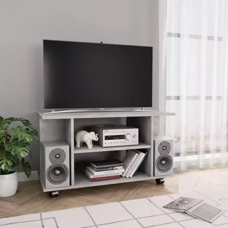 Decoways Tv-meubel met wieltjes 80x40x40 cm spaanplaat betongrijs