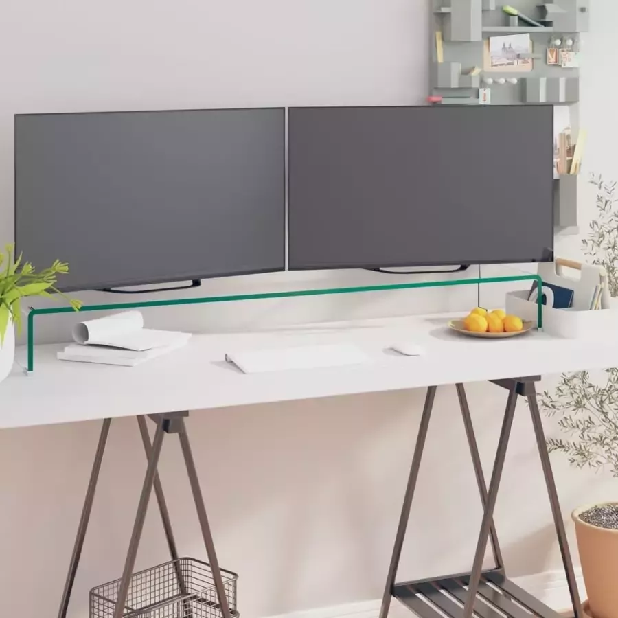 Decoways TV-meubel monitorverhoger transparant 120x30x13 cm glas