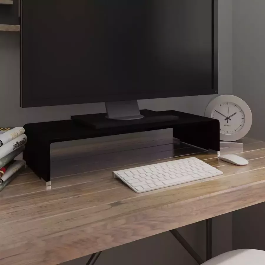 Decoways TV-meubel monitorverhoger zwart 60x25x11 cm glas