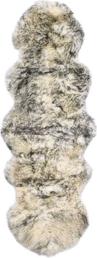 Decoways Vloerkleed 60x180 cm schapenvacht gemÃªleerd donkergrijs