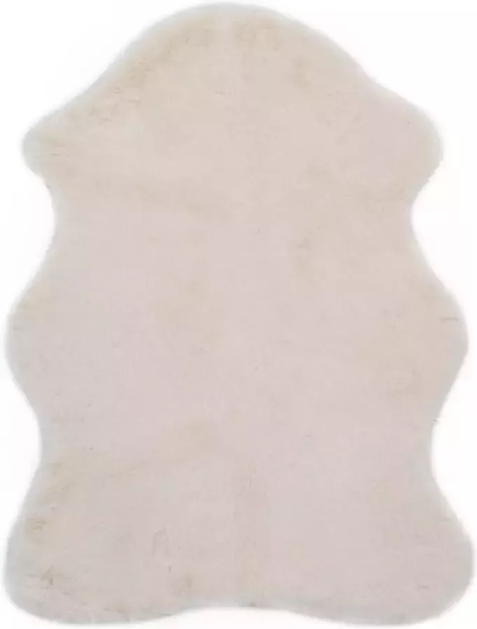 Decoways Vloerkleed 65x95 cm kunstkonijnenbont crème