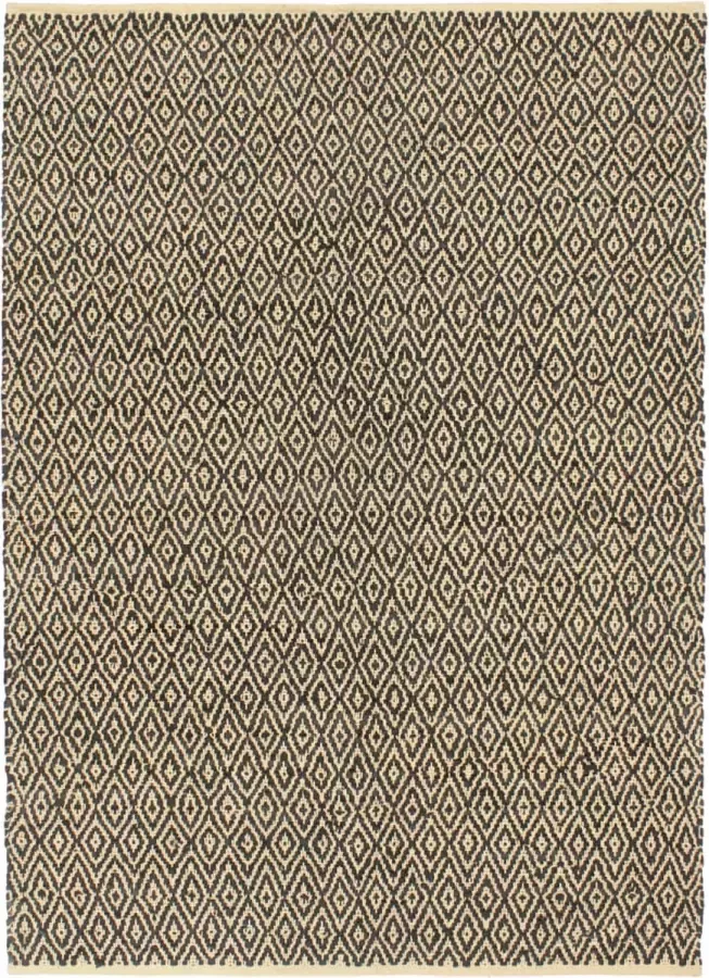 Decoways Vloerkleed chindi handgeweven 120x170 cm leer katoen zwart