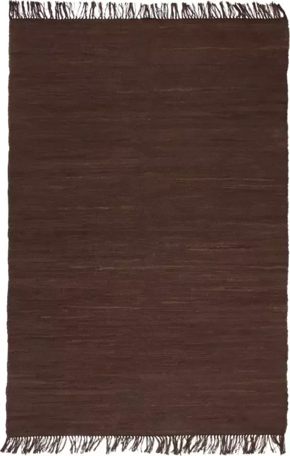 Decoways Vloerkleed Chindi handgeweven 160x230 cm katoen bruin