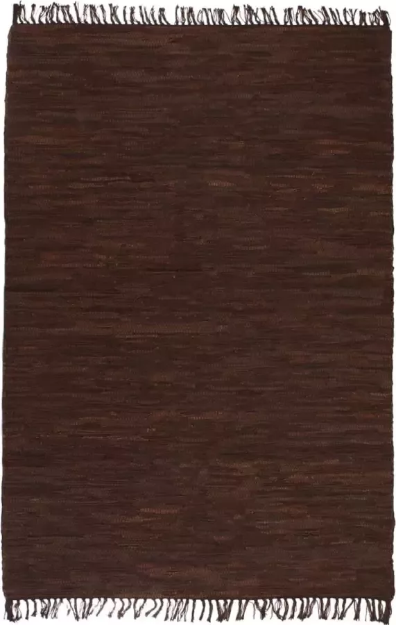 Decoways Vloerkleed Chindi handgeweven 160x230 cm leer bruin