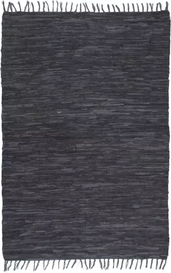 Decoways Vloerkleed Chindi handgeweven 160x230 cm leer grijs