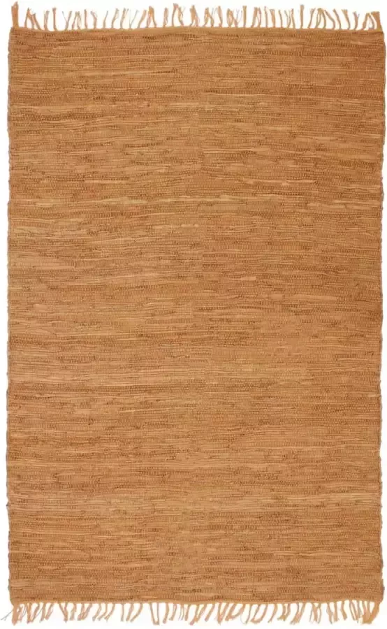 Decoways Vloerkleed Chindi handgeweven 160x230 cm leer tan