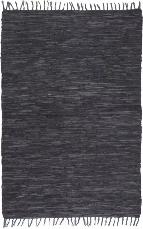Decoways Vloerkleed Chindi handgeweven 190x280 cm leer grijs