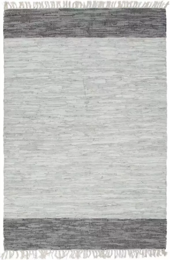 Decoways Vloerkleed chindi handgeweven 190x280 cm leer grijs