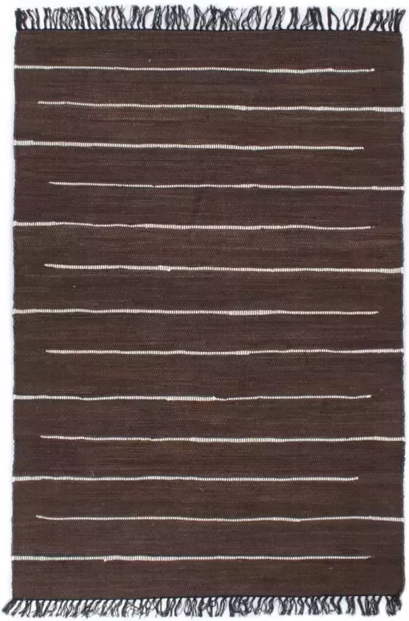 Decoways Vloerkleed chindi handgeweven 200x290 cm katoen bruin