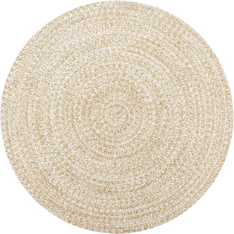 Decoways Vloerkleed handgemaakt 120 cm jute wit en naturel