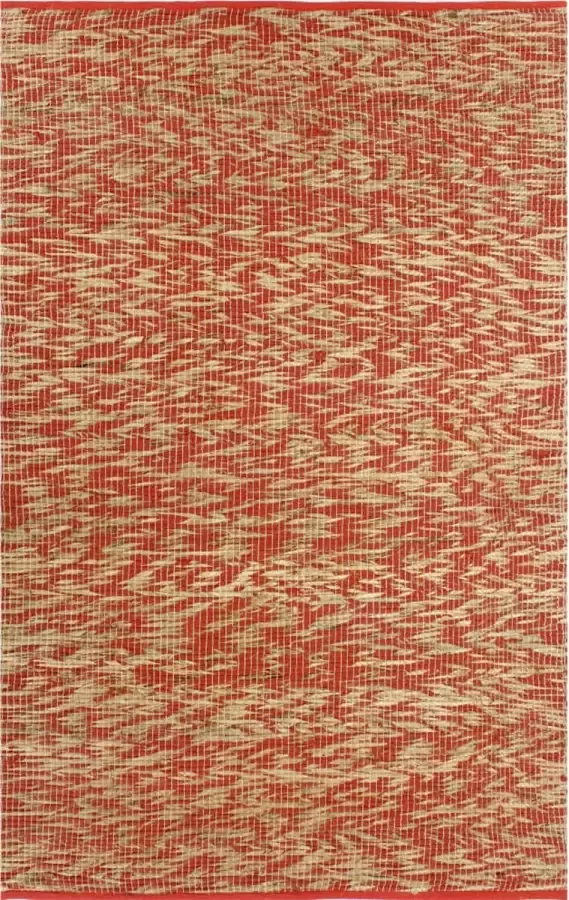 Decoways Vloerkleed handgemaakt 120x180 cm jute rood en naturel