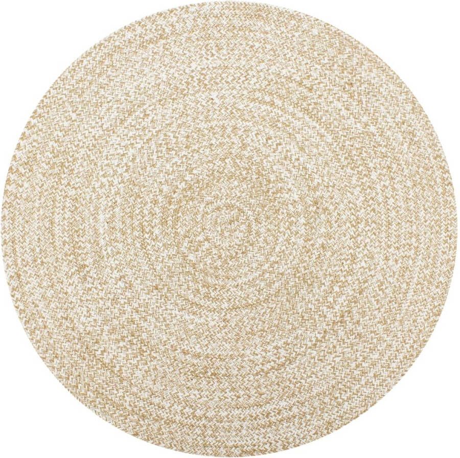 Decoways Vloerkleed handgemaakt 150 cm jute wit en naturel