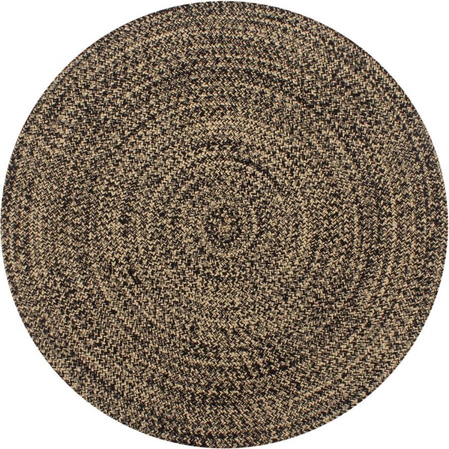 Decoways Vloerkleed handgemaakt 150 cm jute zwart en naturel