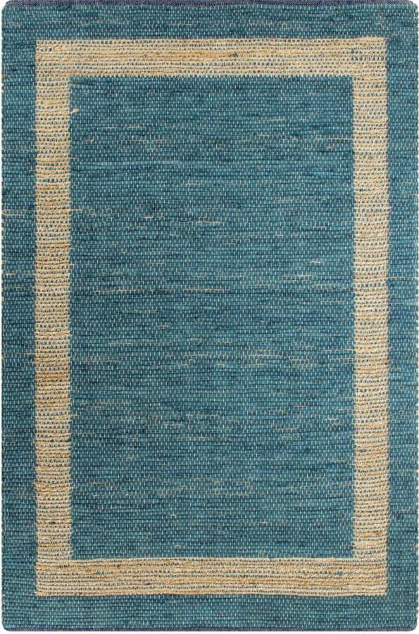 Decoways Vloerkleed handgemaakt 80x160 cm jute blauw