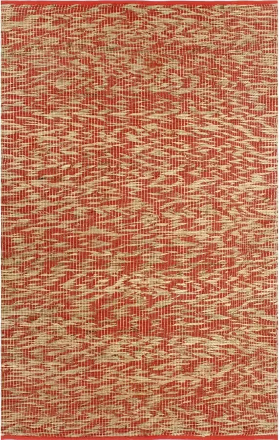 Decoways Vloerkleed handgemaakt 80x160 cm jute rood en naturel