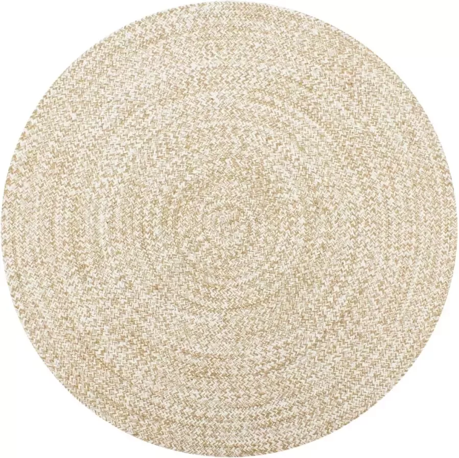 Decoways Vloerkleed handgemaakt 90 cm jute wit en naturel