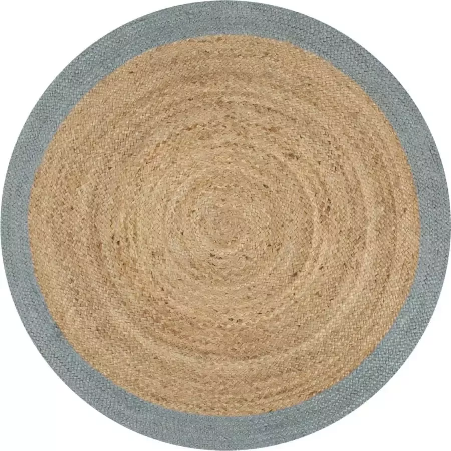 Decoways Vloerkleed handgemaakt met olijfgroene rand 150 cm jute