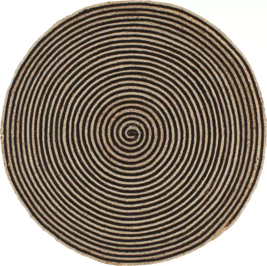 Decoways Vloerkleed handgemaakt met spiraal ontwerp 120 cm jute zwart