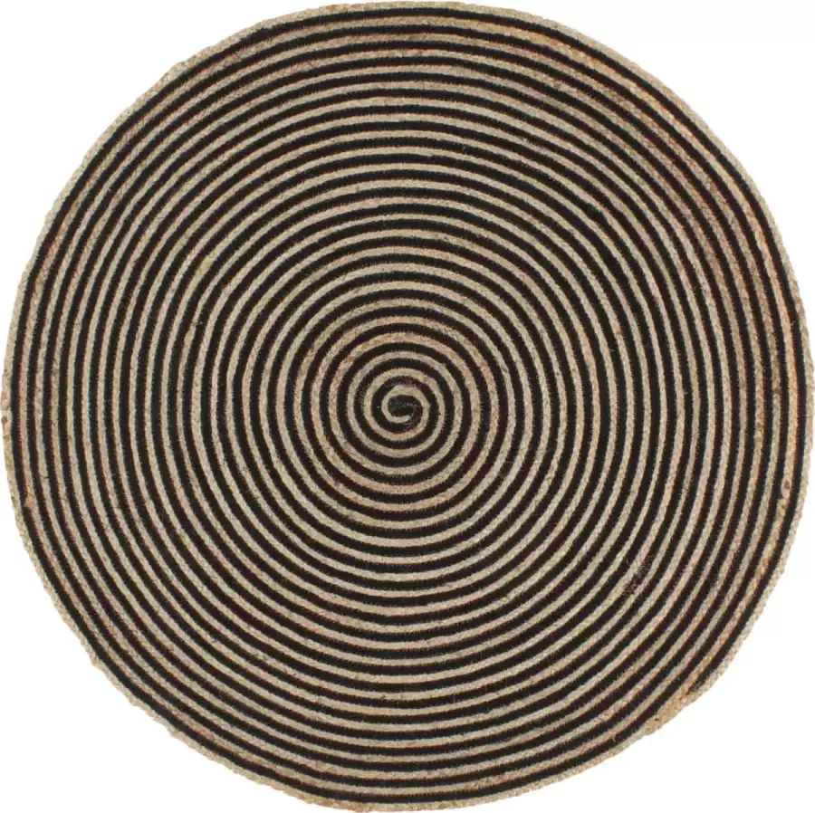 Decoways Vloerkleed handgemaakt met spiraal ontwerp 150 cm jute zwart