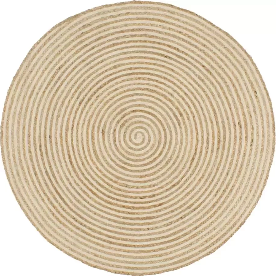 Decoways Vloerkleed handgemaakt met spiraal ontwerp 90 cm jute wit