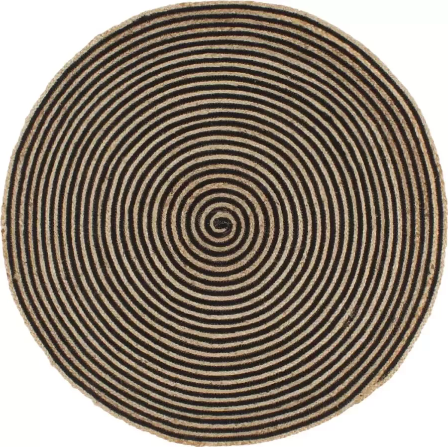 Decoways Vloerkleed handgemaakt met spiraal ontwerp 90 cm jute zwart