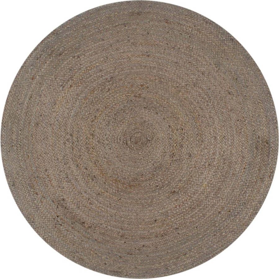 Decoways Vloerkleed handgemaakt rond 150 cm jute grijs