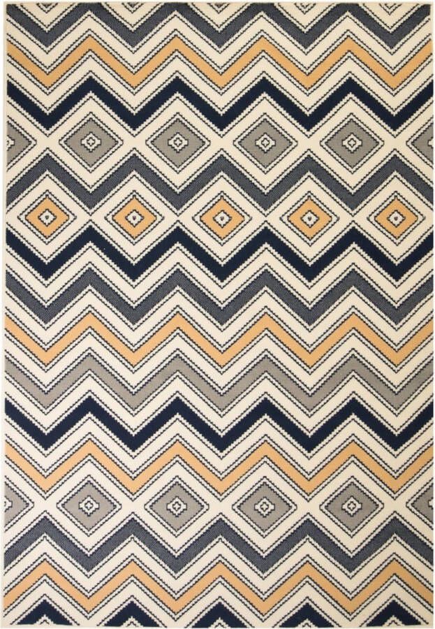 Decoways Vloerkleed modern zigzag ontwerp 160x230 cm bruin zwart blauw